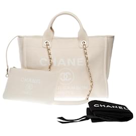 Chanel-Bolsa CHANEL Deauville em algodão branco - 101422-Branco