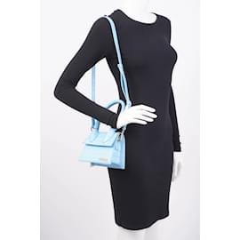 Jacquemus-Jacquemus Le Chiquito Moyen Blue Croc Embossed Leather-Blue