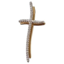 No Brand-Croix d'Or 18kt  et diamants-Doré