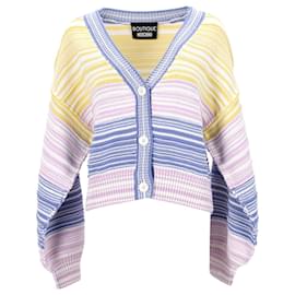 Moschino-Boutique Moschino Stripe Cardigan in Multicolor Cotton-Other,Python print