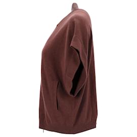 Brunello Cucinelli-Brunello Cucinelli Short Sleeve Zipped Jacket in Brown Cashmere-Brown