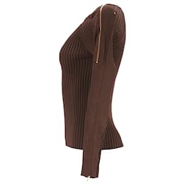 Jacquemus-Jacquemus La Maille Oro Ribbed-Knit Top In Brown Viscose-Brown