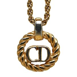 Dior-Collar con colgante con logo de CD Dior Collar de metal en buen estado-Dorado