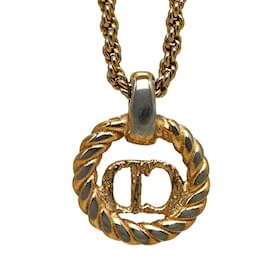 Dior-Dior CD Logo Pendant Necklace Metal Necklace in Good condition-Golden