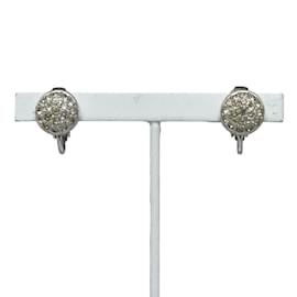 Dior-Pendientes con clip de bola de espejo de diamantes de imitación-Plata