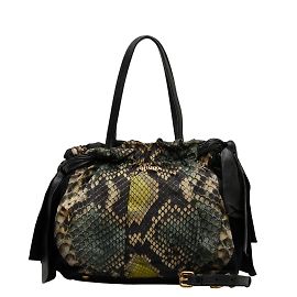 Prada Tessuto Stampato Python-Schleifentasche Schwarz