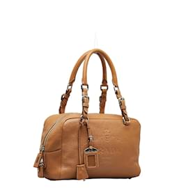 Prada-Leather Bowler Bag-Brown