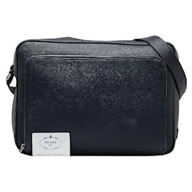 Prada-Saffiano Zip Around Messenger Bag VA0998-Black