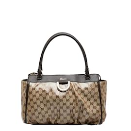 Gucci-GG Crystal Abbey D-Ring Tote Bag  327787-Brown