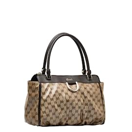 Gucci-GG Crystal Abbey D-Ring Tote Bag  327787-Brown