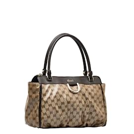 Gucci-Sac cabas à anneau en D GG Crystal Abbey  327787-Marron