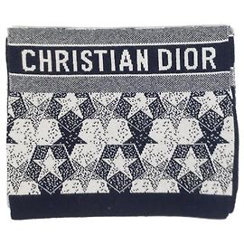 Christian Dior Marineblauer Kaschmirschal mit Sternenmuster Marineblau