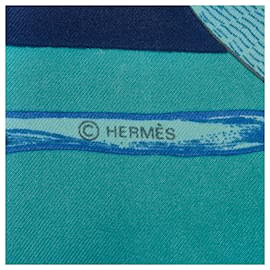 Hermès-Hermes Blue Alphabet III Silk Scarf-Blue,Dark blue