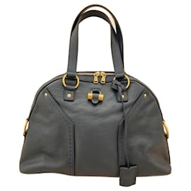 Sac à main Yves Saint Laurent en cuir d'autruche bleu Bleu