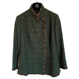Chanel Jacke aus grüner Wolle Grün