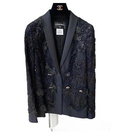 Chanel Black Cloth Jacket Black