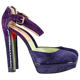 Christian Louboutin-Christian Louboutin Lux 140 Platform Pumps in Purple Suede -Purple