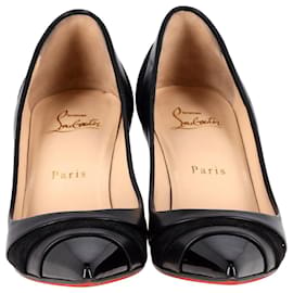 Christian Louboutin-Christian Louboutin Eklectica Pointed Toe Pumps in Black Patent Leather-Black