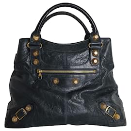 Balenciaga-Balenciaga Velo Handbag in Dark Grey Leather-Grey