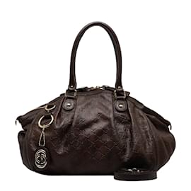 Gucci-Bolso De Hombro Sukey De Cuero Guccissima 223974-Castaño