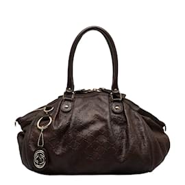 Gucci-Sac à bandoulière Sukey en cuir Guccissima 223974-Marron