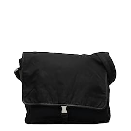 Prada-Prada Tessuto Messenger Bag Canvas Crossbody Bag in Good condition-Black