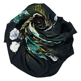 Hermès-Pañuelo de seda Carré Turbans des Reines-Negro