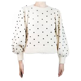 Ulla Johnson-Beige puff-sleeve jumper with black bobble - size S-Other