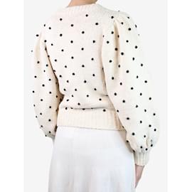 Ulla Johnson-Beige puff-sleeve jumper with black bobble - size S-Other