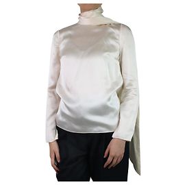 Erdem Cream silk neck-tie blouse - size UK 8 Cream
