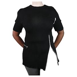 Céline-Top en maille noir à manches courtes - taille L-Noir