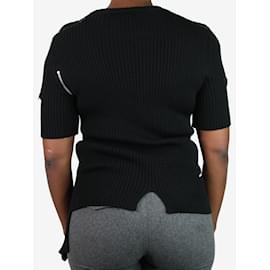 Céline-Black short-sleeved knit top - size L-Black