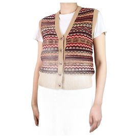 Etro Braune ärmellose Strickjacke – Größe UK 8 Braun
