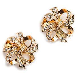 Orecchini a fiocco con strass dorati Kenneth Jay Lane D'oro