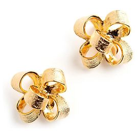 Boucles d'oreilles nœud dorées Kenneth Jay Lane Doré