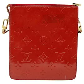 Louis Vuitton-LOUIS VUITTON Monogram Vernis Motto Accessory Pouch Red M91137 LV Auth 52307-Red