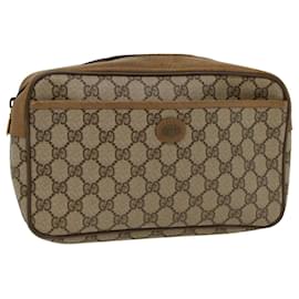 Gucci-GUCCI GG Canvas Clutch Bag PVC Leather Beige 89.01.044 Auth yk8269-Beige