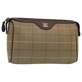 Autre Marque-Burberrys Nova Check Clutch Bag Nylon Khaki Auth ki3294-Khaki