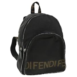 Fendi-FENDI Backpack Nylon Black Brown Auth yb325-Brown,Black