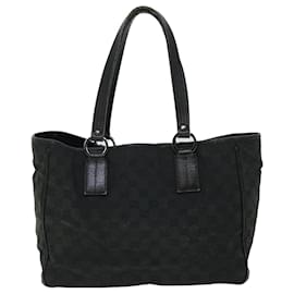 Gucci-GUCCI GG Canvas Hand Bag Black 113017 auth 52250-Black