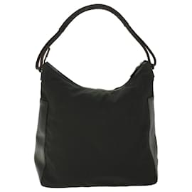 Gucci-GUCCI Shoulder Bag Nylon Leather Black Auth 52134-Black
