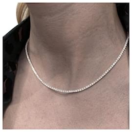 inconnue-White gold river necklace, diamants.-Other