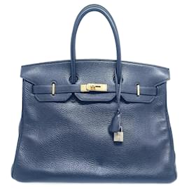 Hermès-HERMES BIRKIN BAG 35 cm in midnight blue togo leather-Navy blue