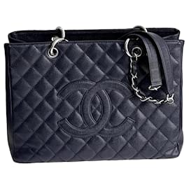 Chanel-Klassische große Einkaufstasche von GST-Marineblau