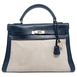 Hermès-Kelly bag 32-Navy blue