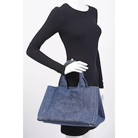 Prada-Prada Canapa Tote Blue Denim Denim Medium-Blue
