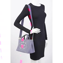 Prada-Prada Canapa Tote Pink Canvas Small-Pink
