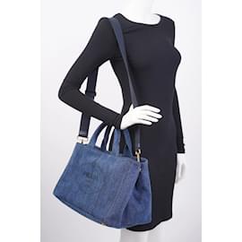 Prada-Prada Canapa Tote Blue Denim Denim Medium-Blue