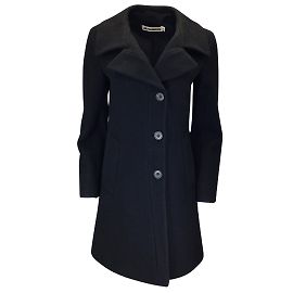 Jil Sander Black / White Contrast Detail Wool Coat Black