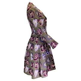 Prada-Prada Cappotto vintage in lana e seta con stampa multi floreale viola-Porpora